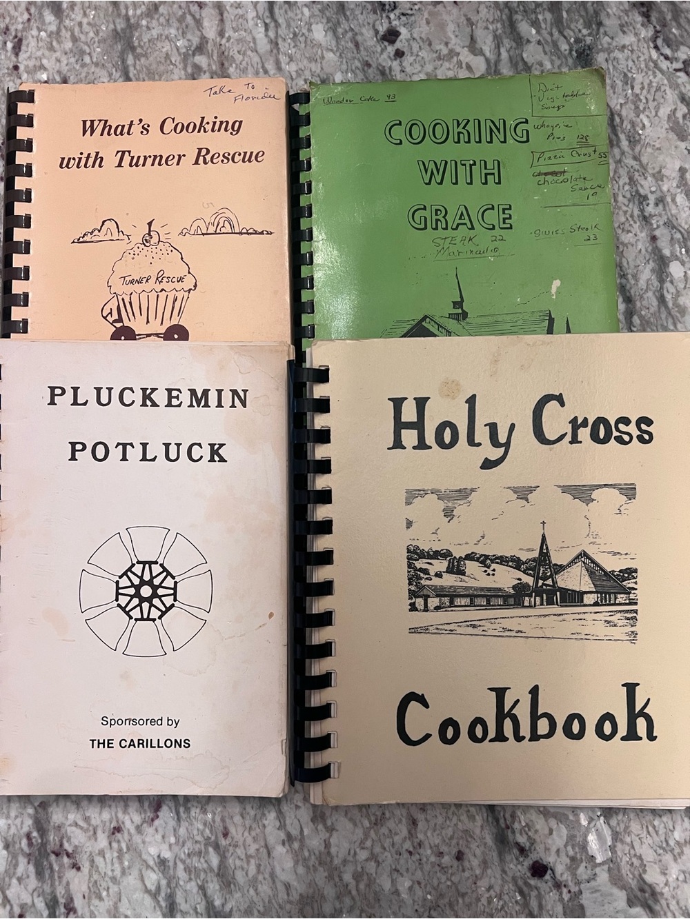 Vintage lot 4 Church local Maine Community Assorted Cookbook Collection